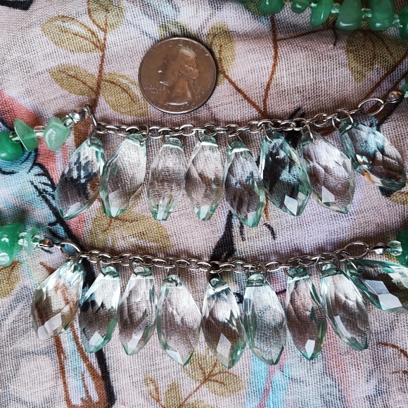 Adventurine Semi Precious Stone Oversized Faceted Acrylic LOFT Dual Necklace - Picture 12 of 14